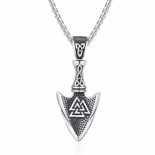 Stainless Steel Jewelry Necklace, 304 Stainless Steel, arrowhead, Antique finish, fashion jewelry & for man, original color, Length:60 cm, Sold By PC