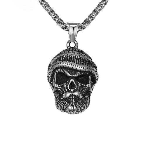 Stainless Steel Jewelry Necklace, 304 Stainless Steel, Skull, Antique finish, fashion jewelry & for man, original color, Length:70 cm, Sold By PC