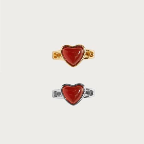 Stainless Steel Finger Ring, 304 Stainless Steel, with Gemstone, Vacuum Ion Plating, for woman, more colors for choice, Sold By PC