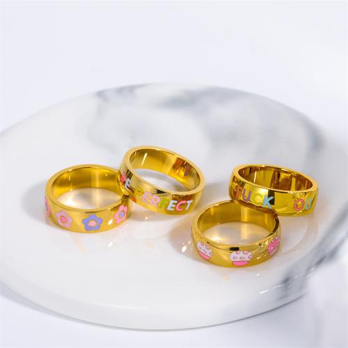 304 Stainless Steel Finger Ring, Vacuum Ion Plating, different size for choice & for woman & enamel, more colors for choice, Sold By PC