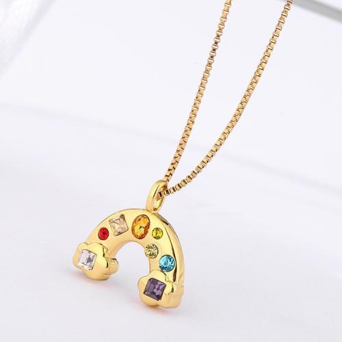 Stainless Steel Jewelry Necklace, 304 Stainless Steel, with Cubic Zirconia, Vacuum Ion Plating, for woman, more colors for choice, Length:41-50 cm, Sold By PC