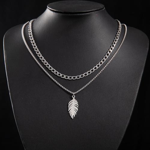 Stainless Steel Jewelry Necklace, 304 Stainless Steel, Feather, fashion jewelry & different styles for choice & for woman, more colors for choice, Sold By PC