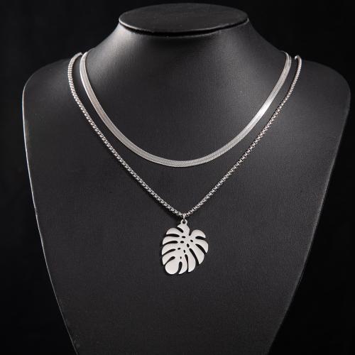 Stainless Steel Jewelry Necklace, 304 Stainless Steel, Leaf, fashion jewelry & different styles for choice & for woman, more colors for choice, Sold By PC