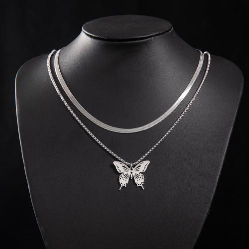 Stainless Steel Jewelry Necklace, 304 Stainless Steel, Butterfly, fashion jewelry & different styles for choice & for woman, more colors for choice, Sold By PC