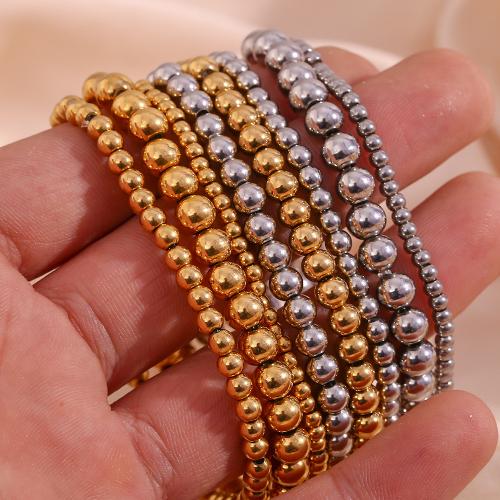 Stainless Steel Jewelry Bracelet, 304 Stainless Steel, with Elastic Thread, plated, different size for choice & for woman, more colors for choice, Sold By PC