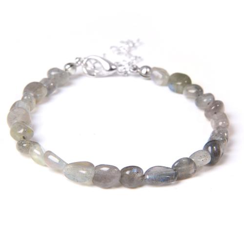 Gemstone Bracelets, 304 Stainless Steel, with Natural Stone, silver color plated, different materials for choice & Unisex, more colors for choice, Sold By PC