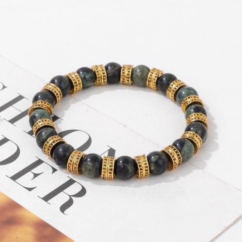 Gemstone Bracelets, Kambaba Jasper, Round, Unisex, black, 8mm, Sold By PC