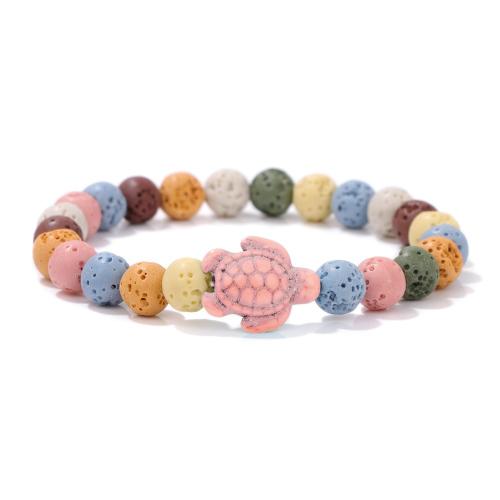 Gemstone Bracelets, Lava, with turquoise, Turtle, Unisex, more colors for choice, Length:19 cm, Sold By PC