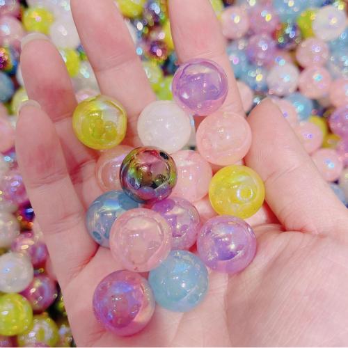 Plated Acrylic Beads, Round, DIY, more colors for choice, 16mm, Hole:Approx 3mm, 5PCs/Bag, Sold By Bag