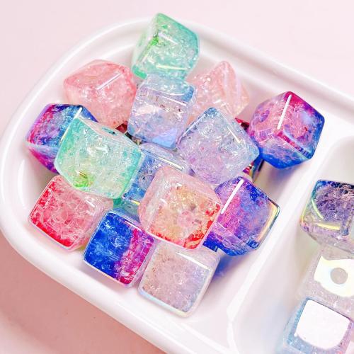 Plated Acrylic Beads, Square, DIY, more colors for choice, 16mm, Hole:Approx 3.8mm, 10PCs/Bag, Sold By Bag