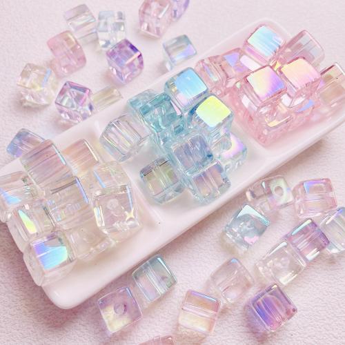 Transparent Acrylic Beads, Square, DIY, more colors for choice, 14mm, Hole:Approx 3.8mm, 10PCs/Bag, Sold By Bag