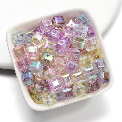 Transparent Acrylic Beads, Square, DIY, more colors for choice, 8mm, Hole:Approx 1.5mm, 30PCs/Bag, Sold By Bag