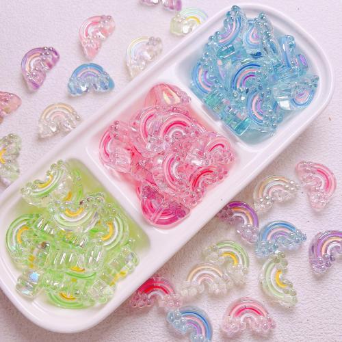 Plattierte Acrylperlen, Acryl, Regenbogen, DIY & Emaille, keine, 16.50x28.50mm, Bohrung:ca. 3.5mm, 5PCs/Tasche, verkauft von Tasche