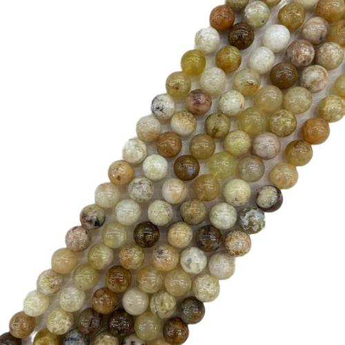 Perles bijoux en pierres gemmes, Jaune Apal, Rond, DIY & normes différentes pour le choix, couleurs mélangées, Vendu par brin