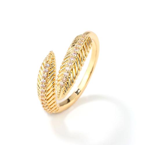 Cubic Zirconia Micro Pave Brass Ring, plated, fashion jewelry & micro pave cubic zirconia & for woman, golden, Sold By PC