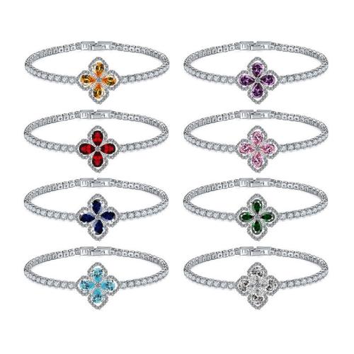 Bracelet cubique en laiton zircon pavent, avec 2cm chaînes de rallonge, Placage, bijoux de mode & pavé de micro zircon & pour femme, plus de couleurs à choisir, Longueur:17 cm, Vendu par PC