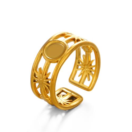 Stainless Steel Finger Ring, 304 Stainless Steel, Vacuum Ion Plating, fashion jewelry & for woman & hollow, golden, Sold By PC