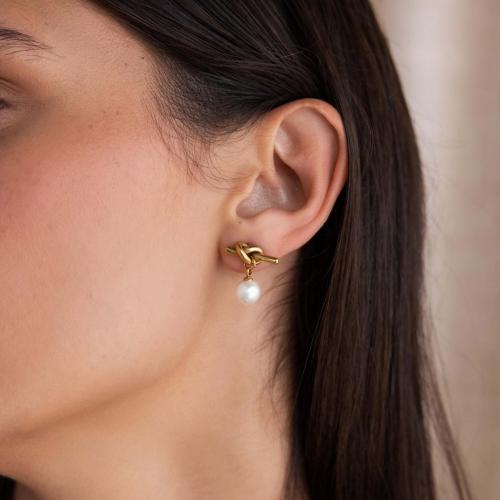 Boucle d'oreille goutte inox, Acier inoxydable 304, avec perle de plastique, pour femme, plus de couleurs à choisir, Vendu par paire