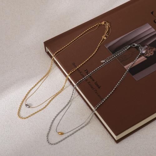 Stainless Steel Jewelry Necklace, 304 Stainless Steel, plated, for woman, more colors for choice, Length:41-50 cm, Sold By PC