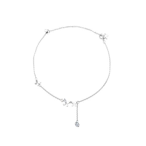 925 Sterling Silver Anklet, Butterfly, fashion jewelry & for woman, Length:Approx 8-10 Inch, Sold By PC