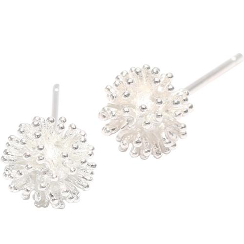 925 Sterling Silver Stud Earring, Dandelion, polished, fashion jewelry & for woman, 6mm, Sold By Pair