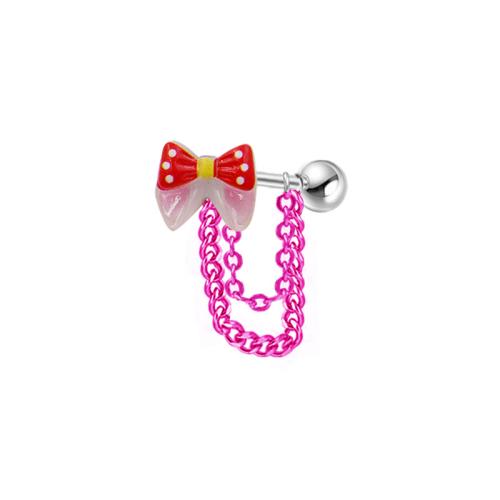 Titanium Steel Piercing Earring, with Cloth & Glass & Resin, Bowknot, Unisex & different styles for choice, Sold By PC