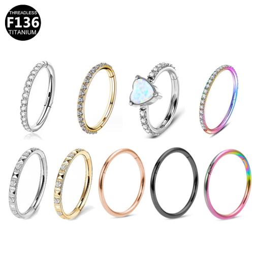 Titanium Alloy Nose Piercing Jewelry, plated, Unisex & different styles for choice & with rhinestone, Sold By PC