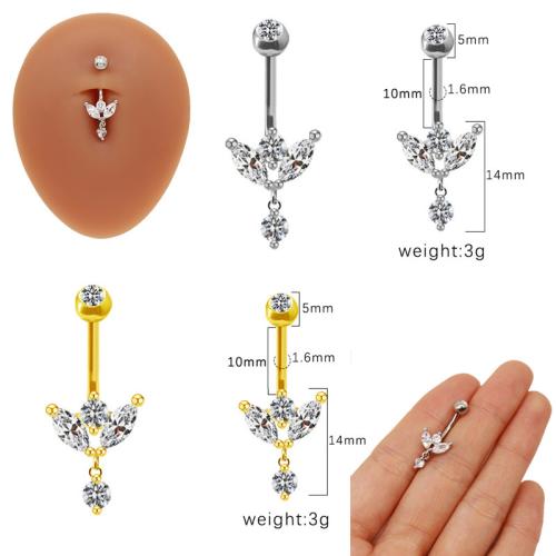 Tibetan Style Belly Ring, plated, Unisex & with rhinestone, more colors for choice, Sold By PC