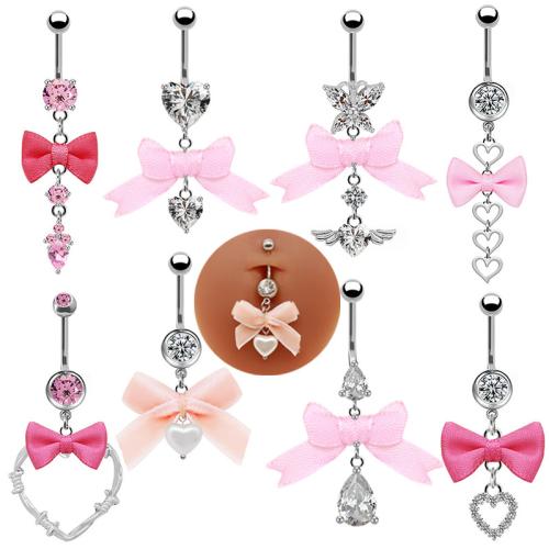 Tibetan Style Belly Ring, with Cloth, plated, Unisex & different styles for choice & with rhinestone, Sold By PC