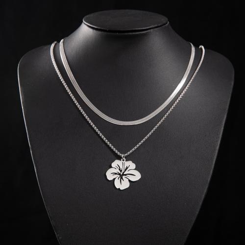 Edelstahl Schmuck Halskette, 304 Edelstahl, Blume, Modeschmuck & verschiedene Stile für Wahl & für Frau, keine, verkauft von PC