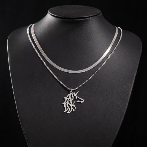 Stainless Steel Jewelry Necklace, 304 Stainless Steel, Unicorn, fashion jewelry & different styles for choice & for woman, more colors for choice, Sold By PC