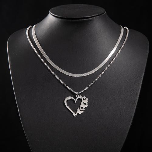 Collier de bijoux en acier inoxydable, Acier inoxydable 304, coeur, bijoux de mode & styles différents pour le choix & pour femme, plus de couleurs à choisir, Vendu par PC