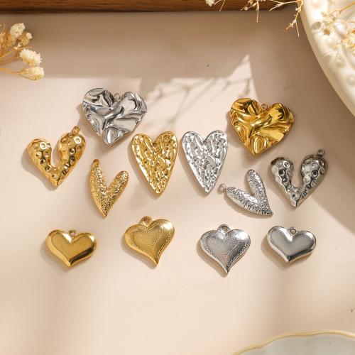 Stainless Steel Heart Pendants, 304 Stainless Steel, Vacuum Ion Plating, DIY & different size for choice, more colors for choice, 10PCs/Bag, Sold By Bag