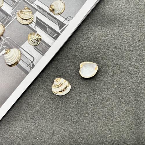 Shell Pendants, with Brass, gold color plated, DIY, more colors for choice, about:2-2.5cm, Sold By PC