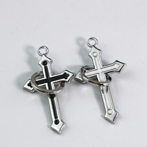 Pendentifs croix en alliage de zinc  , Placage de couleur argentée, DIY & émail, plus de couleurs à choisir, protéger l'environnement, sans nickel, plomb et cadmium, 25.60x45.80x4.90mm, Vendu par PC