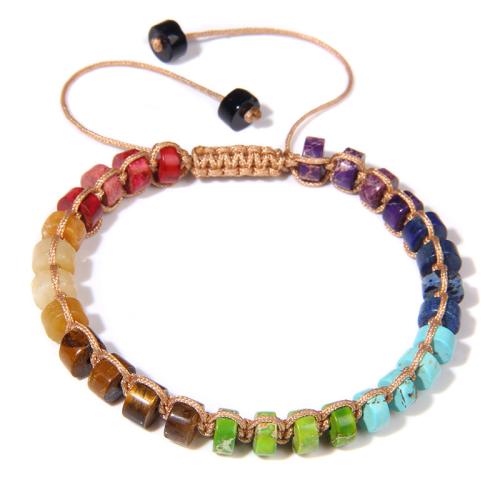 Gemstone Bracelets, Natural Stone, with Knot Cord, different materials for choice & Unisex, more colors for choice, Length:19 cm, Sold By PC