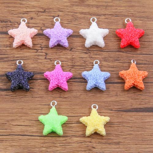 Resin Pendant, Tibetan Style, with Resin, Star, DIY, more colors for choice, nickel, lead & cadmium free, 17x19mm, 100PCs/Bag, Sold By Bag