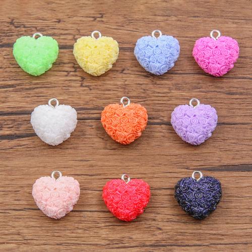 Resin Pendant, Tibetan Style, with Resin, Heart, DIY, more colors for choice, nickel, lead & cadmium free, 17x18mm, 100PCs/Bag, Sold By Bag