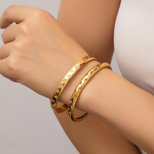 Titanium Steel Cuff Bangle, plated, for woman & with rhinestone, more colors for choice, Sold By PC