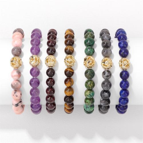 Gemstone Bracelets, Natural Stone, different materials for choice & Unisex, more colors for choice, Length:19 cm, Sold By PC