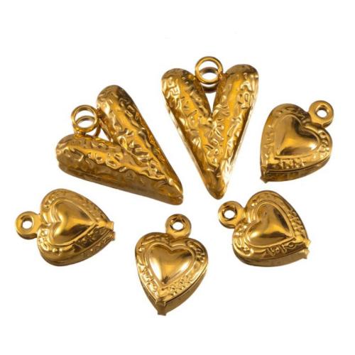 Acier inoxydable Coeur Pendentifs, Acier inoxydable 304, Placage, DIY & styles différents pour le choix, plus de couleurs à choisir, 5PC/sac, Vendu par sac