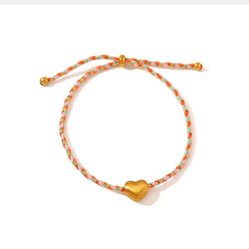 Bijoux bracelet en acier inoxydable, Acier inoxydable 304, avec Fil de coton, Plaqué or 18K, bijoux de mode & unisexe, multicolore, Longueur:26 cm, Vendu par PC