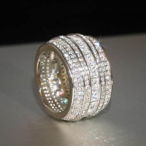 Cubic Zirconia Micro Pave Brass Ring, plated, different size for choice & micro pave cubic zirconia & for woman, Sold By PC