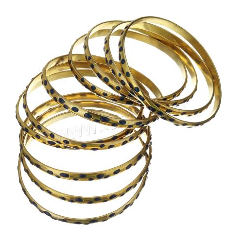 Brazalete de acero inoxidable Set, acero inoxidable 304, chapado en color dorado, Joyería & para mujer & multi-hilera, diámetro interior:aproximado 68mm, Vendido por Set