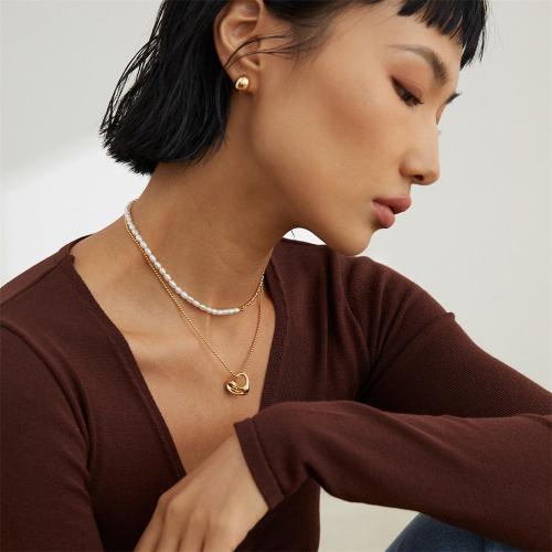 Stainless Steel Jewelry Necklace, 304 Stainless Steel, Vacuum Ion Plating, for woman, more colors for choice, Length:41-50 cm, Sold By PC