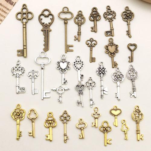 Tibetan Style Key Pendants, plated, DIY, more colors for choice, 100PCs/Bag, Sold By Bag