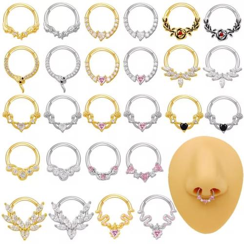 Acier inoxydable 304 Bijoux de Piercing de Nez, Placage, unisexe & styles différents pour le choix & avec strass, Vendu par PC