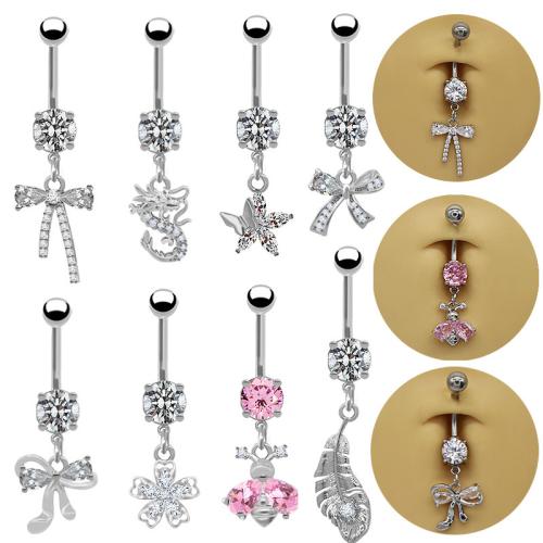 Zinklegierung Bauchnabelpiercing, plattiert, unisex & verschiedene Stile für Wahl & mit Strass, verkauft von PC