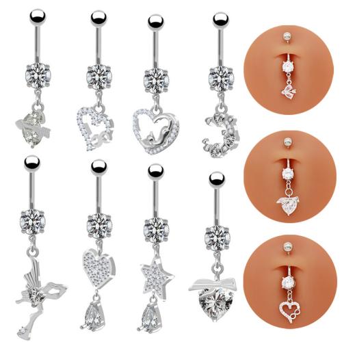 Tibetan Style Belly Ring, plated, Unisex & different styles for choice & micro pave cubic zirconia, Sold By PC