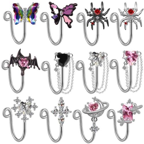 304 Edelstahl plattiert, unisex & verschiedene Stile für Wahl & mit Strass, nose clip length 15-20mm, verkauft von PC